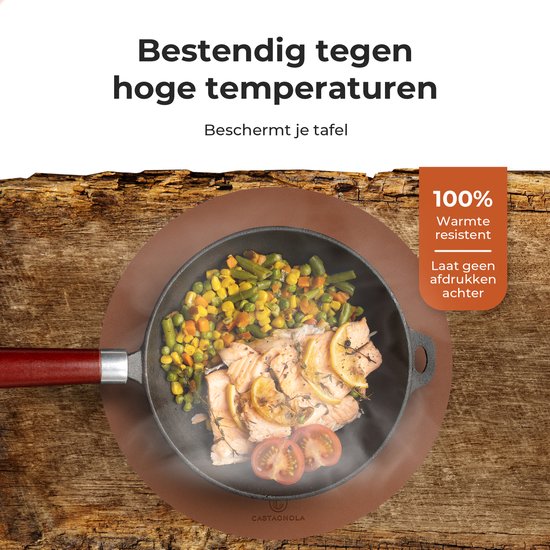 Castagnola Napperons de table aspect cuir - Napperons ronds - Set de table antidérapant en simili cuir - Sous-couche hydrofuge - Dessous de verre - 6 pièces - Diamètre 38 cm - Marron