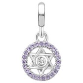 Geloof en Geluk - Zilveren bedels - Bedel Davidster | Charm met zirkonia | 925 Sterling Zilver - Geschikt voor alle merken - 925 Zilver Certificaat - Tip Moederdag