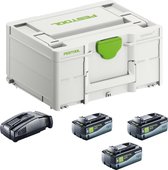 Festool SYS 18V 3x8,0/SCA16 Energieset 3x accu 18 V 8,0 Ah ( 3x 577323 ) + lader ( 576953 ) + Systainer