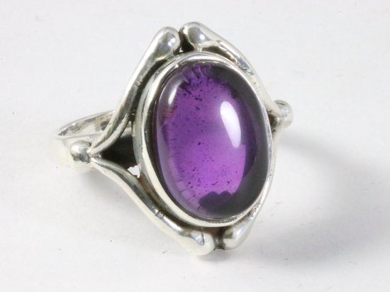 Bague En Argent Massif Avec Améthyste 16cts Surélevée - Taille 55, Neuf, Fait Main France