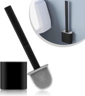 Allsa Wc-Borstel met Houder Zwart - Wc Borstel Siliconen - Toiletborstel - Hangend - Zwart