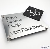 Kirinify - RVS Look naambordje voordeur met huisnummerbord 20x15cm - Luxe RVS Afstand houders - Voordeligste keuze