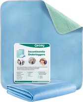 GEASY Wasbare Incontinentie Bed Onderlegger - Incontinentie Bed Onderlegger Wasbaar - Matrasbeschermer 60x90 CM - Blauw/Groen