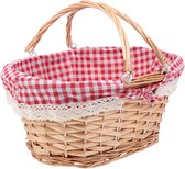 Rieten picknickmand met liner - Decoratieve mand voor picknick, camping en feestdecoratie picnic basket