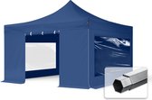 4x4 m Easy Up partytent Vouwpaviljoen met zijwanden (2 panorama), PROFESSIONAL alu 40mm, blauw