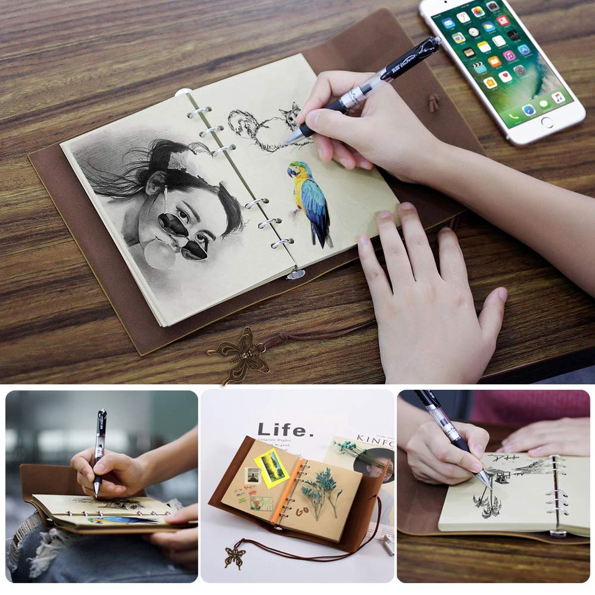 Leren dagboek, MaleDen Vintage Spiraal Bound Notebook Leren dagboek, MaleDen Vintage Spiraal Bound Notebook