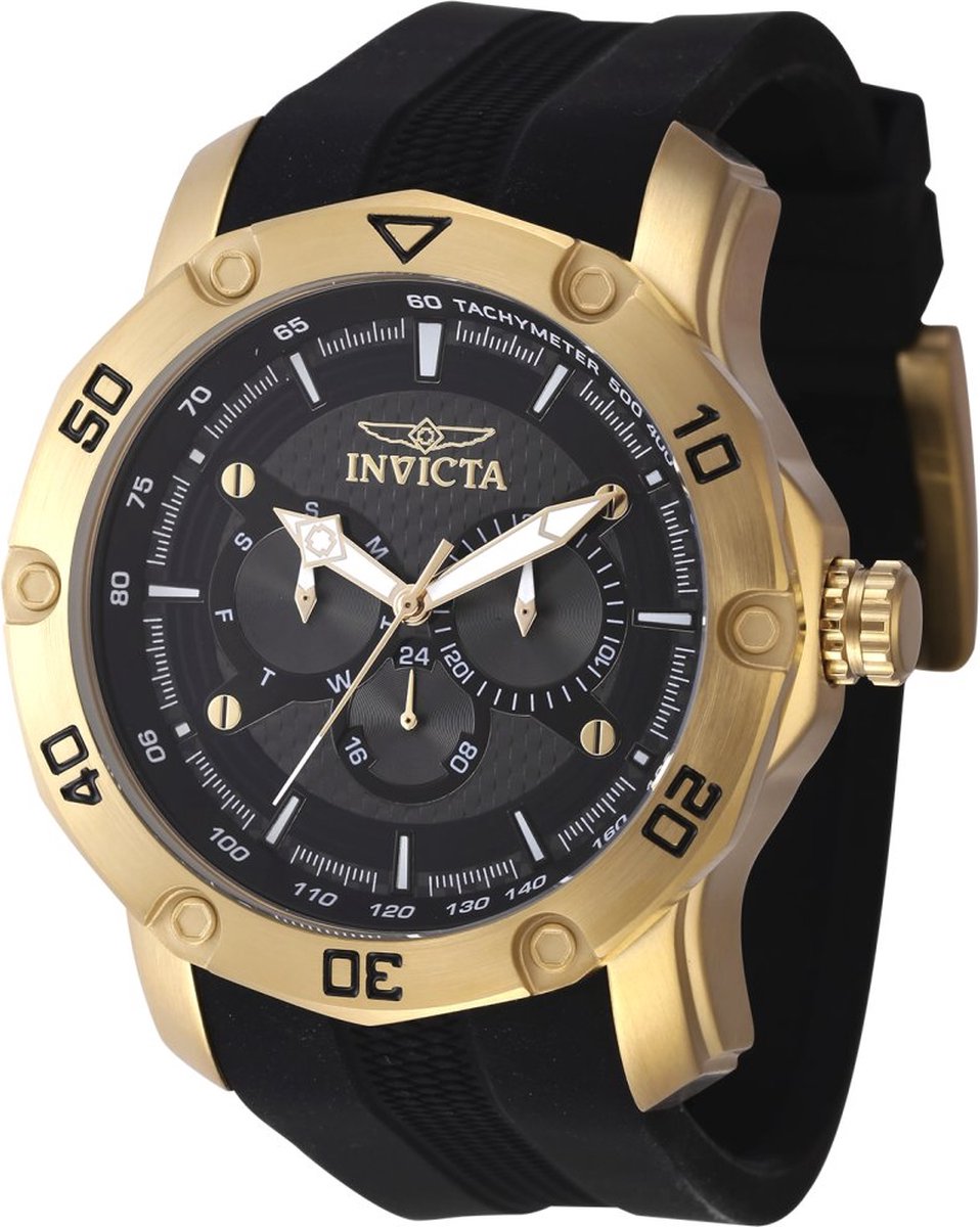Invicta Pro Diver 45742 Heren Horloge - Waterdicht - Analoog - Quartz Uurwerk - Roestvrij Staal met zwarte Wijzerplaat - 50mm