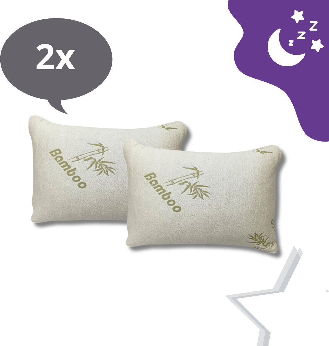 2 PACK - Beau Maison Bamboe Kussen Traagschuim - 45 x 65 cm