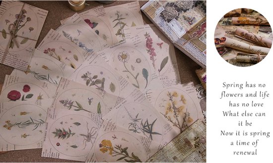 Foto: Journaling papier set vintage bloemen vintage flower book vintage papier set 30 stuks voor o a bulletjournal scrapbooking en kaarten maken