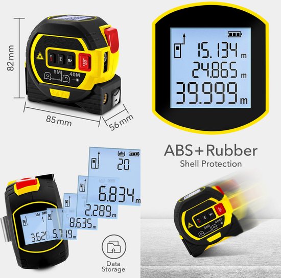 Staza Digitale Rolmaat - Laser Afstandsmeter 40M - Elektronische ...
