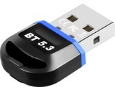DrPhone TechConnect – USB Bluetooth 5.3 Adapter – Bluetooth Ontvanger - Bluetooth Dongle - Bluetooth 5.3 - PC - Laptop - Toetsenbord – Bereik Tot 20M - Muis - Audio – Zwart