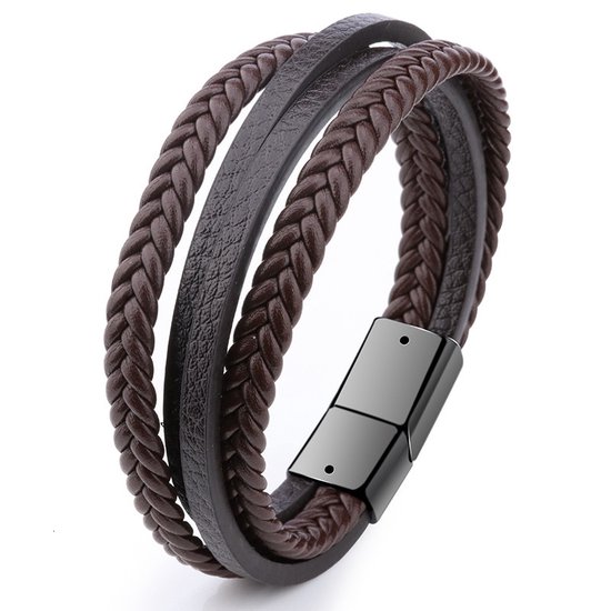 Gevlochten Leren Armband Aan Mijn Zoon 'Ik Zal Altijd Bij Je Zijn Gevlochten Leren Armband Voor Mannen Dubbele Rij Magnetische Sluiting~p79797880