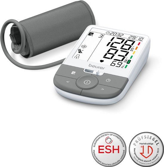 Beurer Premium Bloeddrukmeter met AFIB detectie - Aanbevolen door de Duitse hoge bloeddruk Vereniging (DHL) - BM 53 - Positie-controle manchet - 2 Gebruikers - XL verlicht display - Manchet 22-42 cm - 5 Jaar garantie