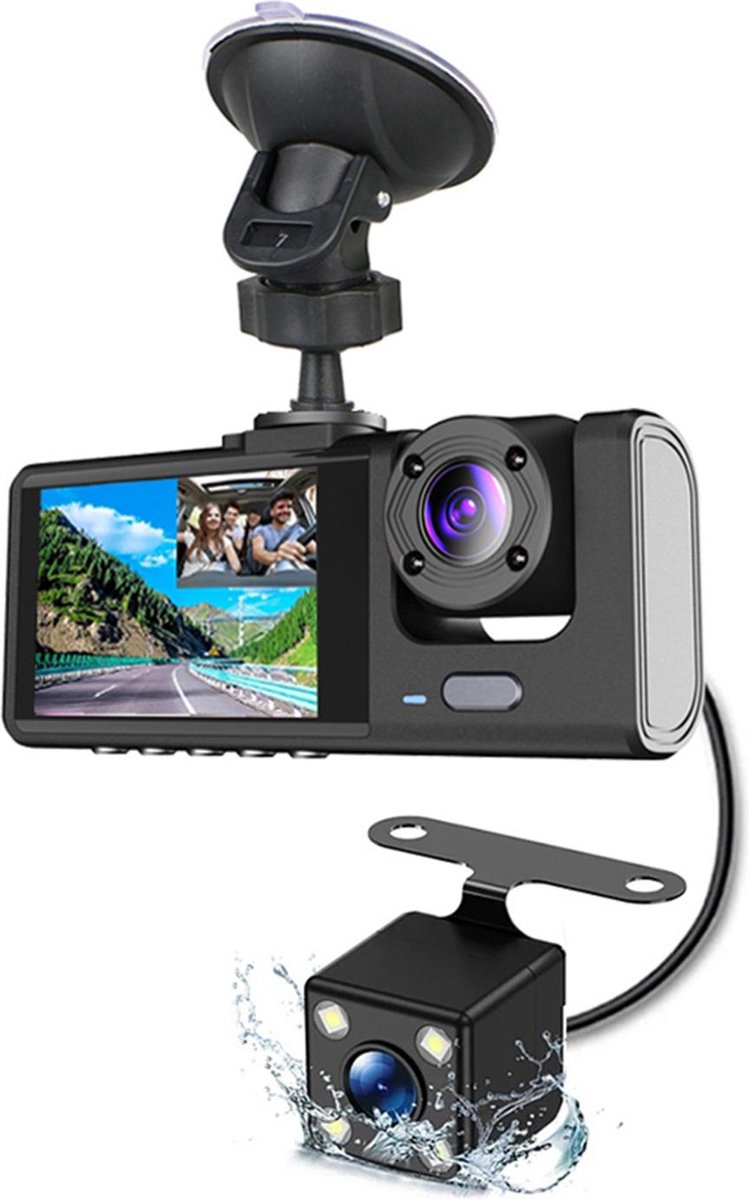 ProRide® Digitale Dashcam + Achteruitrijcamera - 2'' screen - 720/1080P - Y05C - Zwart