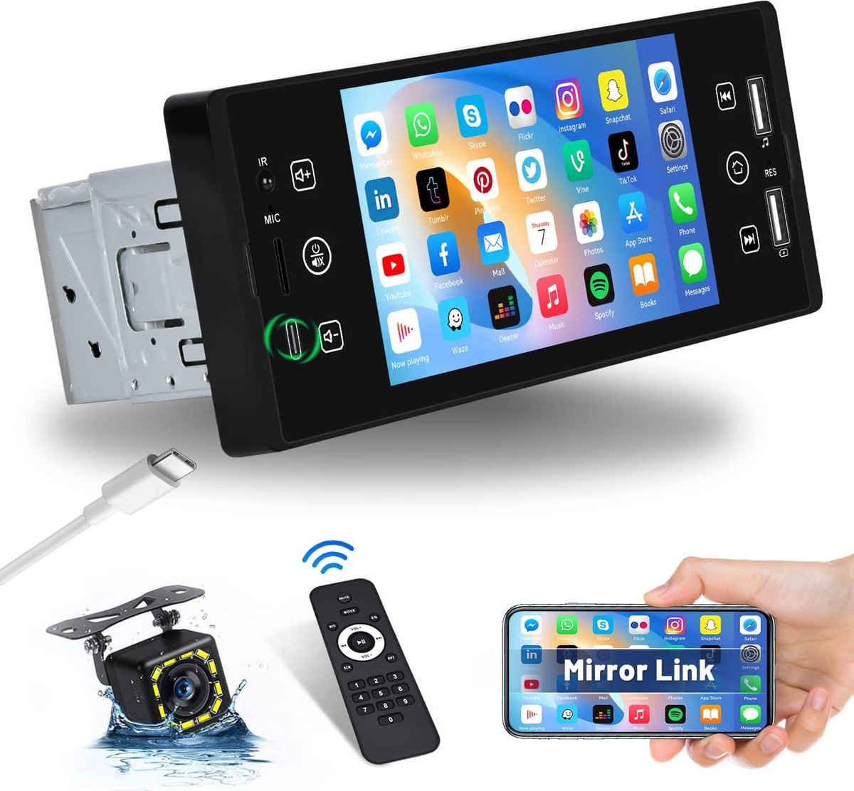 Autoradio met 5 Inch Touchscreen - XG Electronics - Autoradio - Bluetooth - Mirror Link