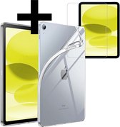 Hoes Geschikt voor iPad 2022 Hoesje Siliconen Case Hoes Siliconen Back Cover Met Screenprotector - Transparant