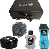 GreatGift - Cadeaupakket voor Mannen - Douchegel - Aftershave - Haarwax - Adidas - Vaderdag - Voor Mannen - Cadeau voor hem - Cadeau - In Luxe Giftbox