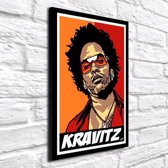 Pop Art Lenny Kravitz - Poster Print - gekaderd - 96 x 66 x 2 cm - Wanddecoratie
