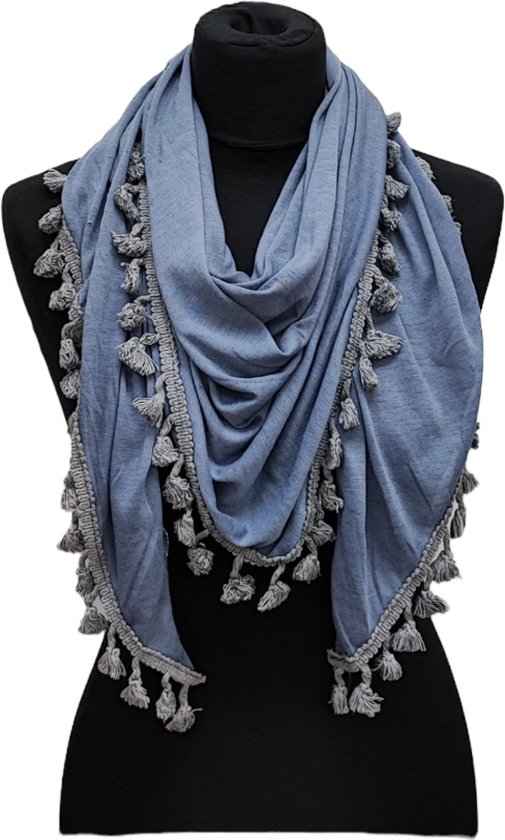 Driehoekige Sjaal - Jeansblauw - 165 x 80 cm (231)
