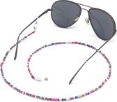 Zonnebril koord- Brillenkoord- Zonnebrilkoord- Gekleurde kraaltjes- Zonnebrillen ketting- Glaskralen- Dames-Zomer- Sunglass chain