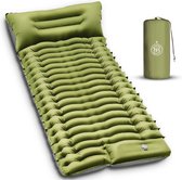 Kochar Slaapmat zelfopblazend - Slaapmat met ingebouwde voetpomp & hoofdkussen - Extra groot formaat - Camping matras - Slaapmatje - Groen