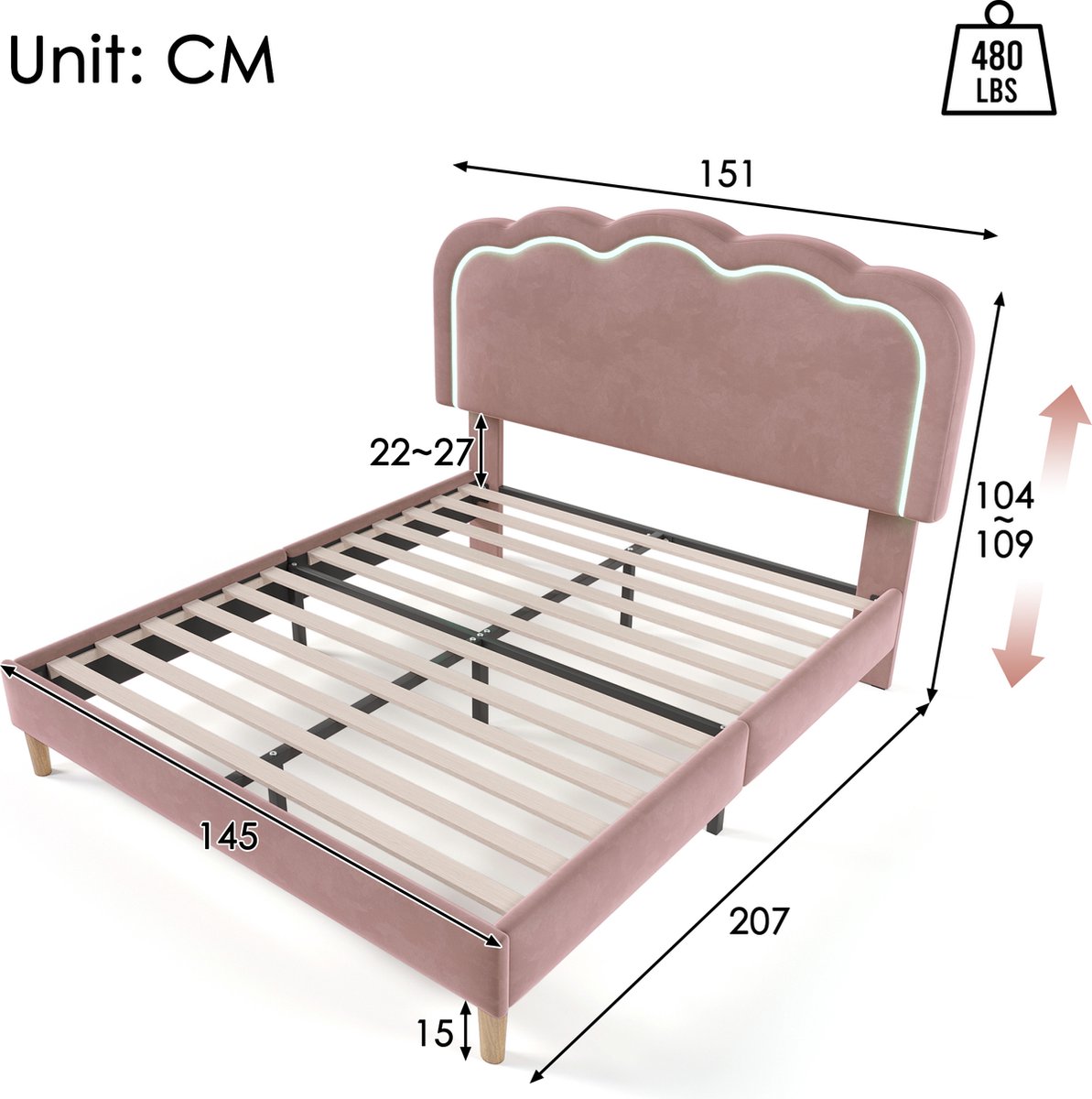 Sweiko Sweiko 140x200 LED-bed - afbeelding 3