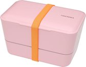 TAKENAKA Bento Bite Box Dual Candy Pink milieuvriendelijke lunchbox gemaakt in Japan, BPA- & rietvrij, 100% recyclebaar plastic flesgebruik, magnetron- en vaatwasmachinebestendig, Bentobox rechthoekig L173xW110xH107mm (Snoep Roze)