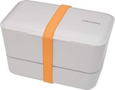 TAKENAKA Bento Bite Box Dual Gray Champignon milieuvriendelijke lunchbox gemaakt in Japan, BPA- & rietvrij, 100% recyclebaar plastic flesgebruik, magnetron- en vaatwasmachinebestendig, Bentobox rechthoekig L173xW110xH107mm (Grijze Champignon)