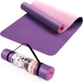 Yogamat, hoogwaardige TPE-yogamat, fitness-sporttrainingsmat, yogamat met riem, antislip, niet giftig, geschikt voor beginners, fitness, pilates en turner