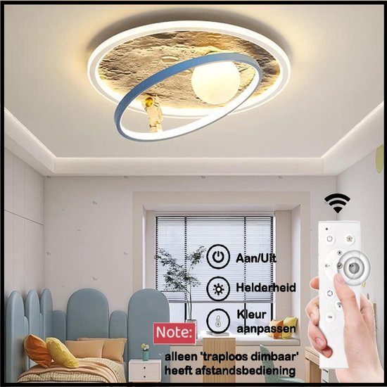 HomeBerg Led Heelal Plafond Lamp - Afstandsbediening - Universe - Maanlamp - Traploos dimmen - Astronaut - Woonkamer - Slaapkamer - Kinderkamer - 50 CM