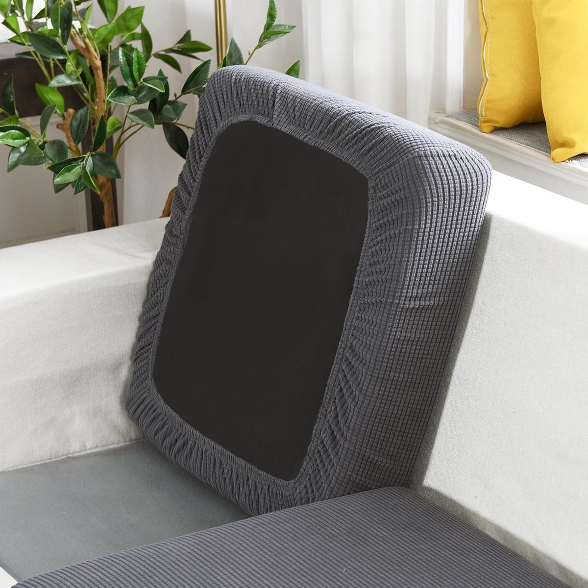 Bankovertrek stretch stoelkussenbescherming elastische kussenslopen hoes voor bank zitkussen antislip stof tartan (grijs 4-zits groot)