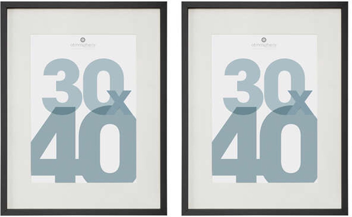 Atmosphera Fotolijstje Manu - 2x - met passe partout - voor een foto van 30 x 40 cm - zwart - MDF/Glas - Klassieker