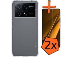 Hoes - Met 2x Screenprotector - Geschikt voor Xiaomi Poco X6 Pro 5G - Sterk & Shockproof - Back Cover - Siliconen Case - Telefoon Hoes - Transparant