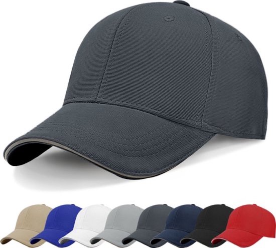 Su.B Baseball Cap Heren – Met Reflecterende Rand – Pet Dames - Hoofdomtrek 55-60 CM - One Size - Katoen - Grijs