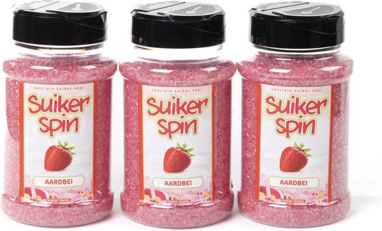 Accessoire voor suikerspinmachine - Suikerspinsuiker aardbei - 3 x pot á 400 gram — afbeelding 5