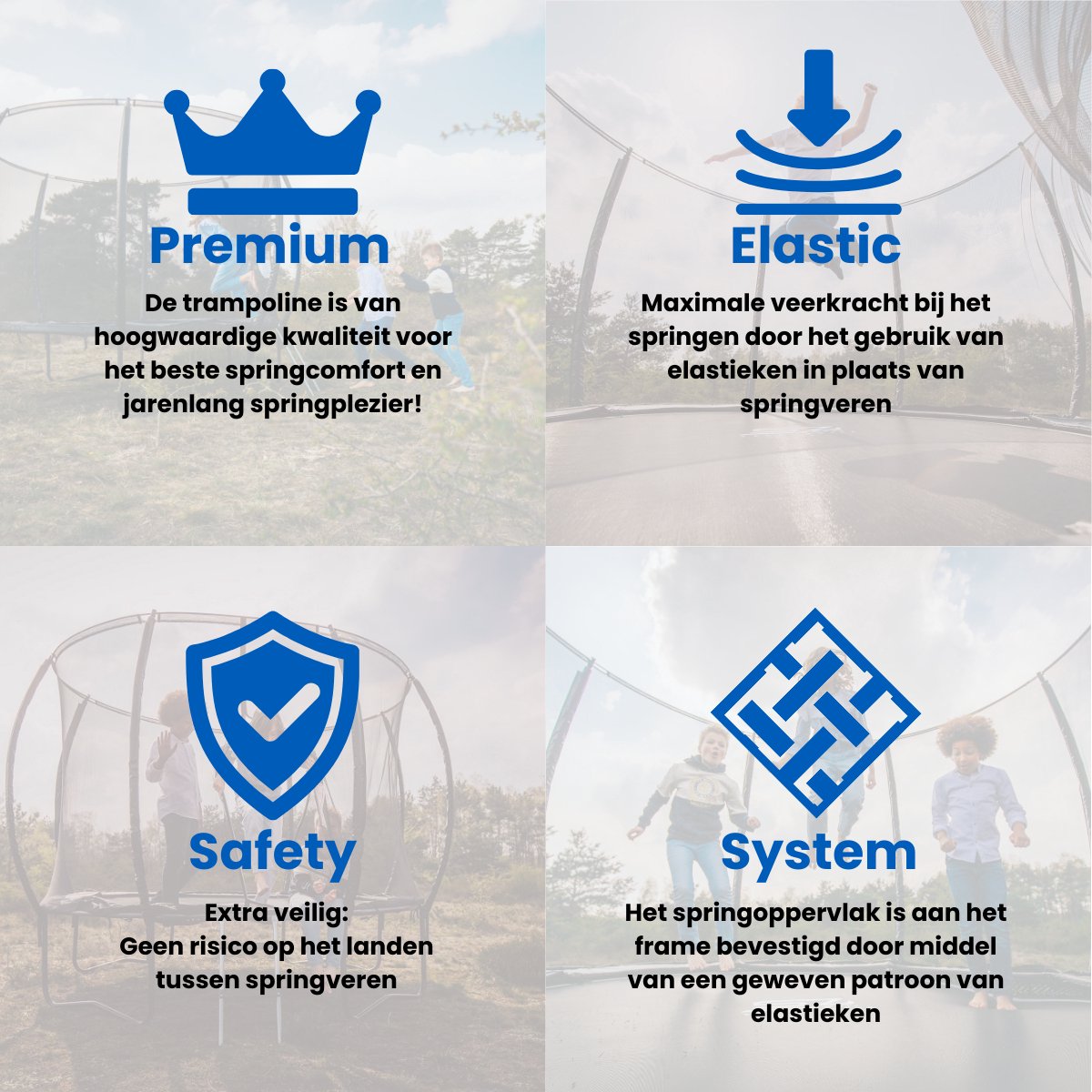 Senz Sports - J5000 Premium - Trampoline - 305 cm - Rond - Met Elastieken — afbeelding 9