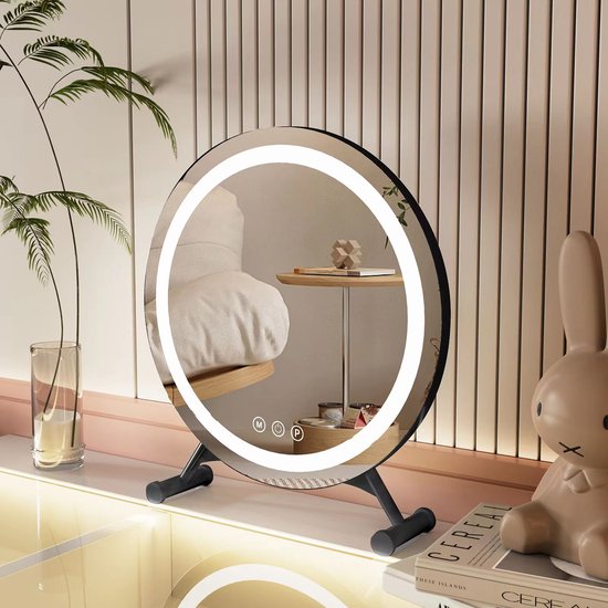 medisana CM 835 ronde make-up spiegel - Tafelspiegel met LED-verlichting en 5x vergroting - Make-up spiegel met 360° draaifunctie