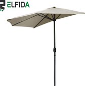 Elfida - Parasol avec housse de protection - Parasol de balcon - 270x135cm - Hauteur de 245cm - Beige
