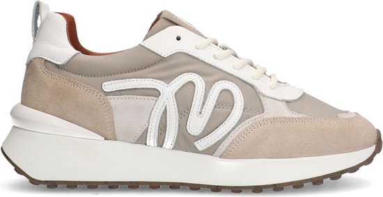 Manfield - Dames - Beige suède sneakers met details - Maat 38