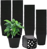 Plantenpotten van kunststof, 100 stuks, 5 cm, zwart, plastic, vierkante potten, plantenpot, bloempotten, kweekpotten