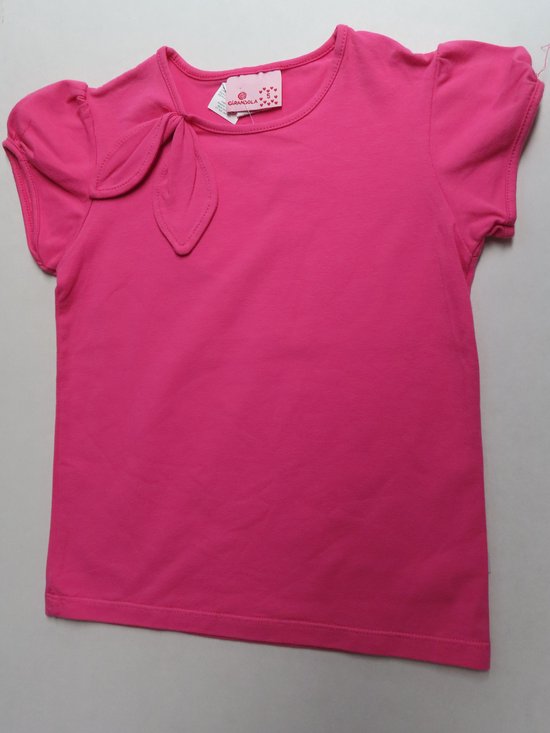 T shirt met korte mouwen - Meisje - strik - Fuchia - 5 jaar 110