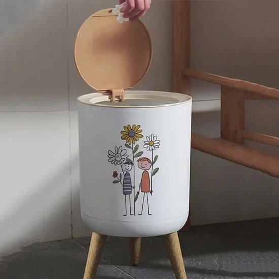 itenga Prullenbak voor kinderen met motief - rond ca. 11 liter - prullenbak voor de kinderkamer - stevig plastic (motief voetbal
