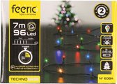 Feeric lights feestverlichting lichtsnoer - gekleurd - 7 m- 96 led lampjes - zwart snoer - batterij