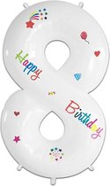 LUQ - Cijfer Ballonnen - Cijfer Ballon 8 Jaar Happy Birthday Groot - Helium Verjaardag Versiering Feestversiering Folieballon