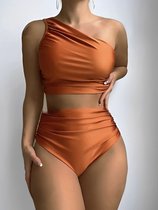 Tankini Oranje | Tankini pour femme | Tankini orange Elegant | 2 pièces | Une épaule ouverte | Taille M |
