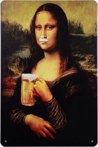 Mancave wandbord – Mona Lisa - Wandbord – Tekstbord – Mancave – Beer - Bier – Metalen borden – Mancave decoratie - Metalen wandbord - 20 x 30cm – Cave & Garden