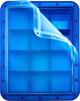 ijsblokjesvorm voor 12 ijsblokjes met transparant deksel, blauw