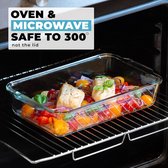 Glazen Lasagne Schaal met Luchtdichte Snap Lock-Deksel - Grote Rechthoekige Oven Schaal - BPA-Vrij, Magnetron, Vriezer & Vaatwasserbestendige Ovenschaal 2.2L (Koken en Invriezen)