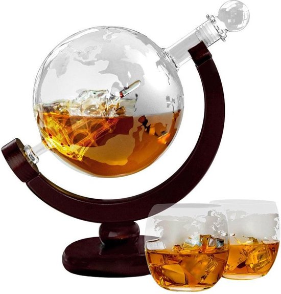 Mikamax Globe Decanter Set: Wereldbol Karaf Set | Op voorraad