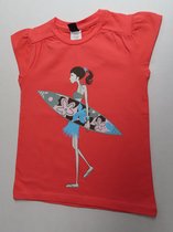 T shirt met korte mouw - Meisjes - Oranje - Surfmeisje - 6 jaar 116